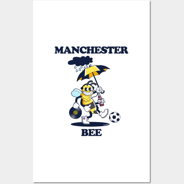 Manchester Bee (1930s rubberhose cartoon character style) Wall Art by jimmy-digital